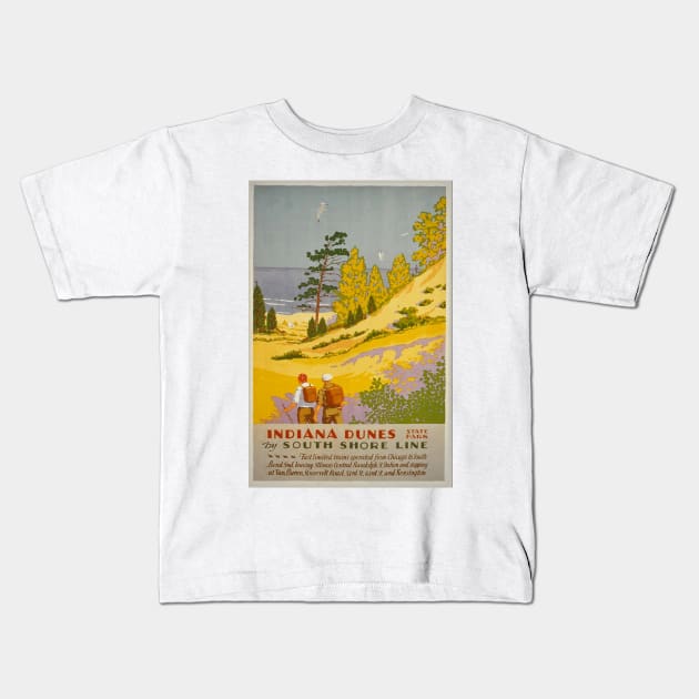 Vintage Travel - Indiana Dunes State Park Kids T-Shirt by Culturio